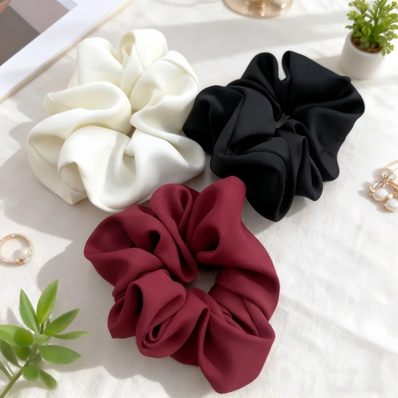 

Мягкая атласная резинка для волос в корейском стиле, однотонная эластичная резинка для волос для женщин и девочек, повседневная одежда, вечерние аксессуары для волос, черный, бежевый, красный