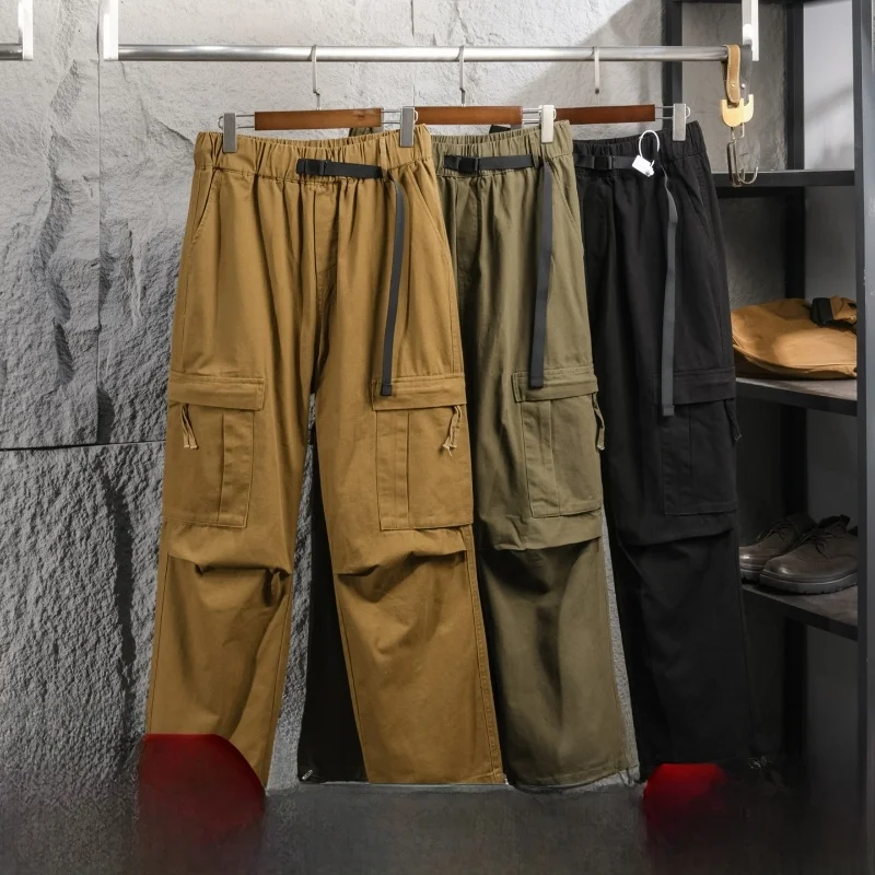 

American Sle Heavyweight 00% Cotton Waed Multi-ket Work Pants Autumn Winter Men's Loose Versatile Breathable Casual P...