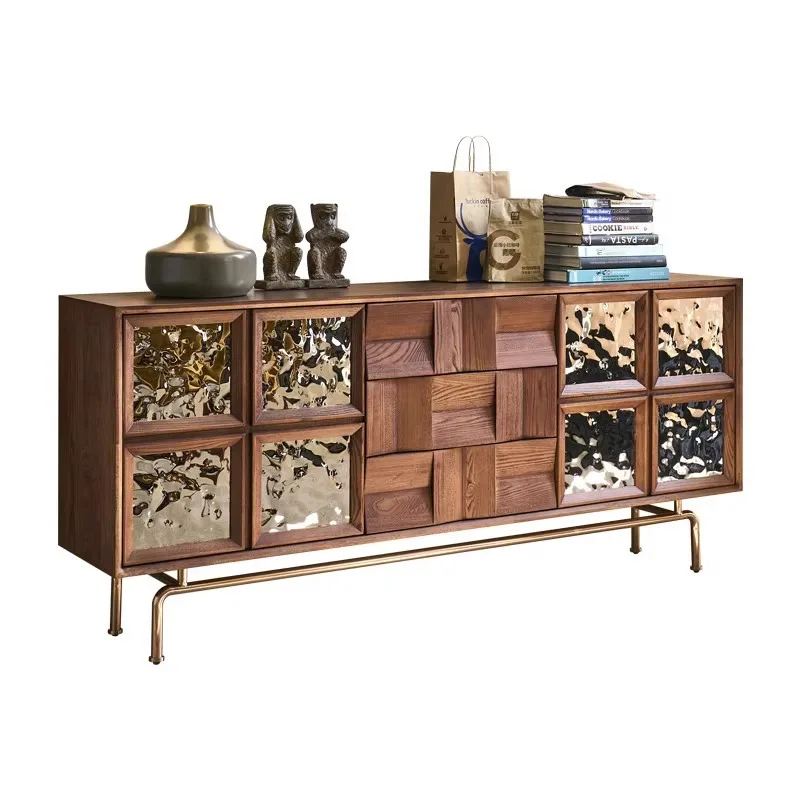 

French solid wood dining side cabinet, color matching, wall cabinet, household locker, entrance cabinet, tea cabinet.