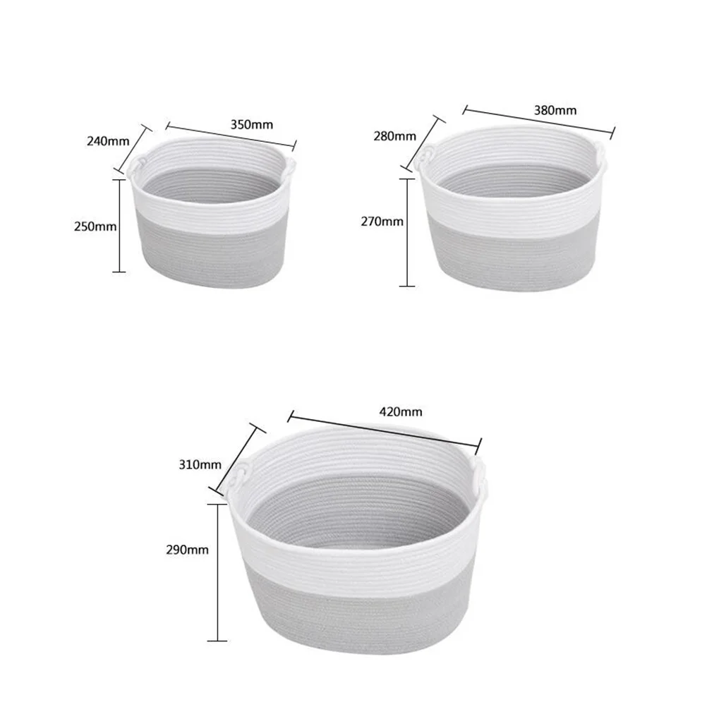 

Nordic Cotton Rope Laundry Hamper Storage Basket Small Size With Handles Easy Carry For Bathroom Bedroom Dorm Household Storage