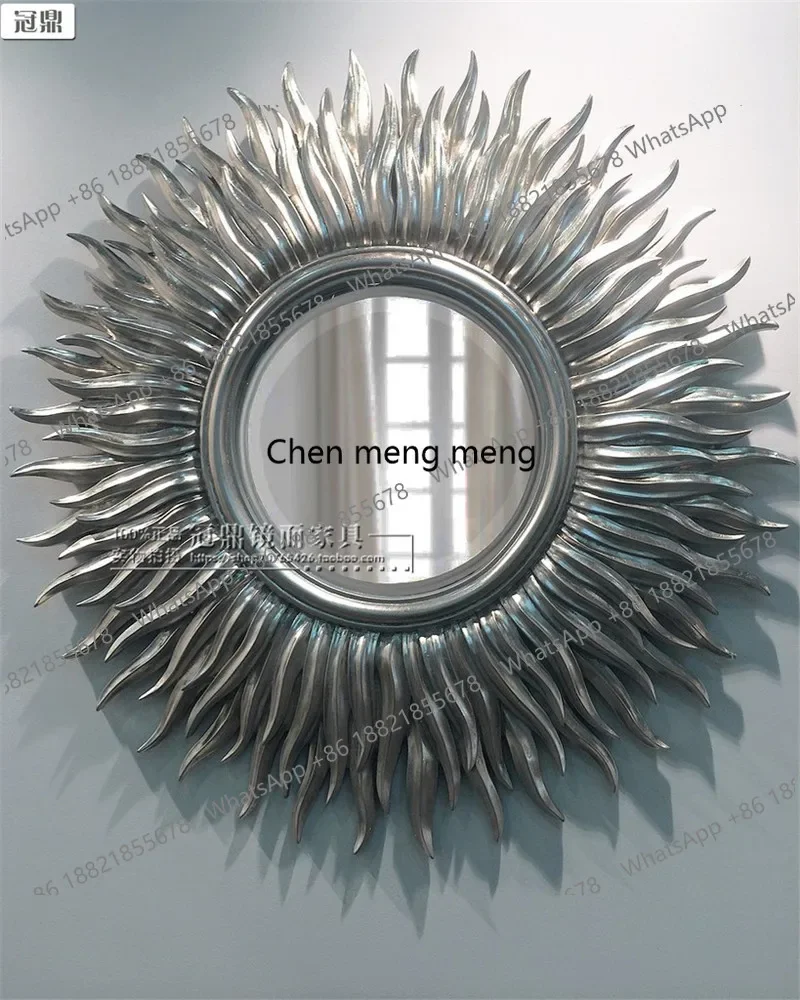 

R Simple American home mirror round dining room, living room TV background wall decorative decorative mirror
