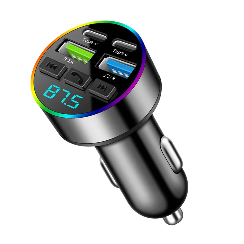 Bluetooth 5.0 FM-Transmitter Auto-Telefonladegerät MP3-Musikplayer Auto-USB-Zigarettenanzünder Multifunktionales Auto-Telefonladegerät – Detail 3