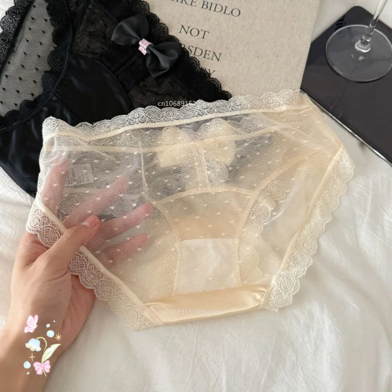 얇은 속옷 여성 새틴 섹시한 팬티 메쉬 부드러운 레이스 Ropa Interior Femenina 항균 란제리 소녀 Ropa Interioir Mujer