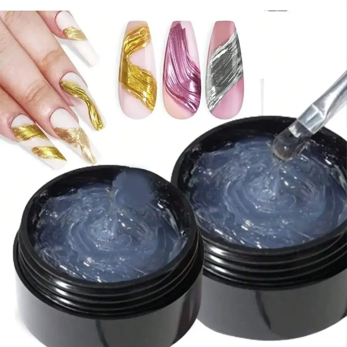 5ml 3D clair ongles Gel et Nail Art miroir poudre créer métallique tridimensionnel nail art 3D peinture Gel