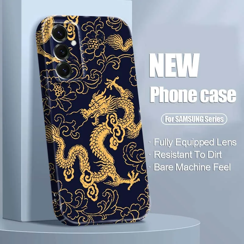

Golden Dragon Pattern Blue For Samsung A73 A57 A56 A55 A53 A51 A37 A36 A35 A26 A21s A16 A15 A07 5G Feilin Shell Phone Case