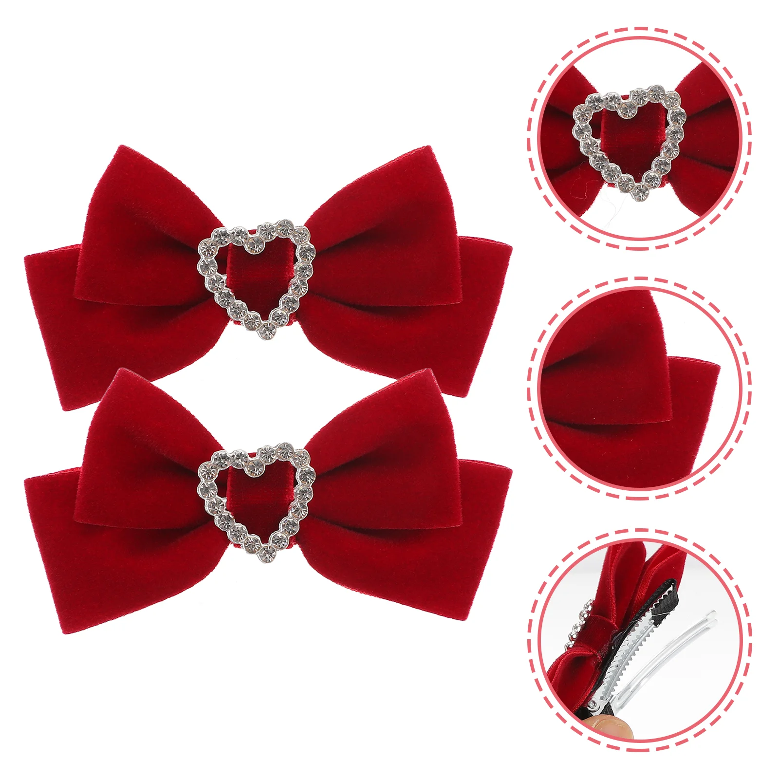 Bow Hairpin Girls Clips for Kids Ages 8-12 Heart-shaped Bows and Accessories Teen Metal Alligator