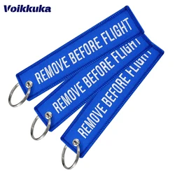 1PC 2PCS 3PCS Set Sale Both Sides Embroidery Motorcycle White Letters Remove Before Flight Blue Tag Keychain Bag Accesorios