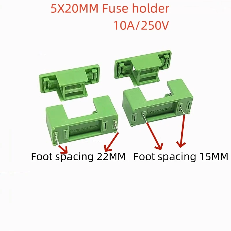 

10PCS 5X20mm 10A/250V fuse bracket fuse socket foot distance 22MM/15MM