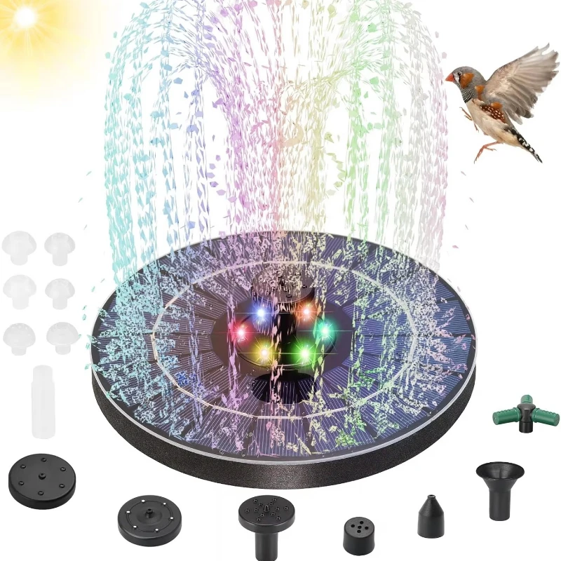 Bird Bath Fountain Pump Smart Solar Water Float Kit Garden Set Multi-Nozzle Shower Water Pump Fast Delivery