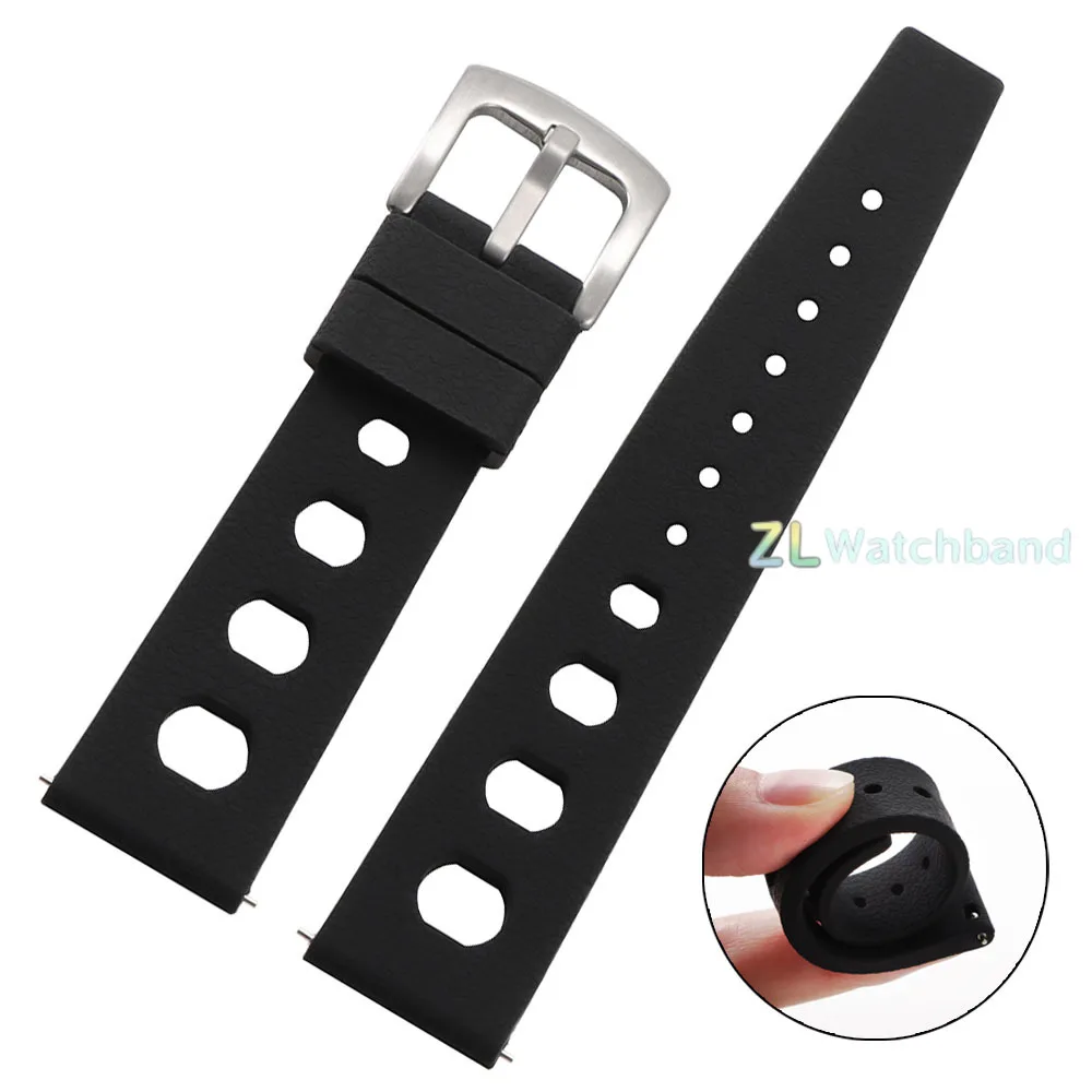 20mm 22mm Tropisches Silikon-Uhrenarmband Edelstahl-Schnalle Tropisches Armband Premium Weiches Gummi-Armband Atmungsaktives Uhrenband