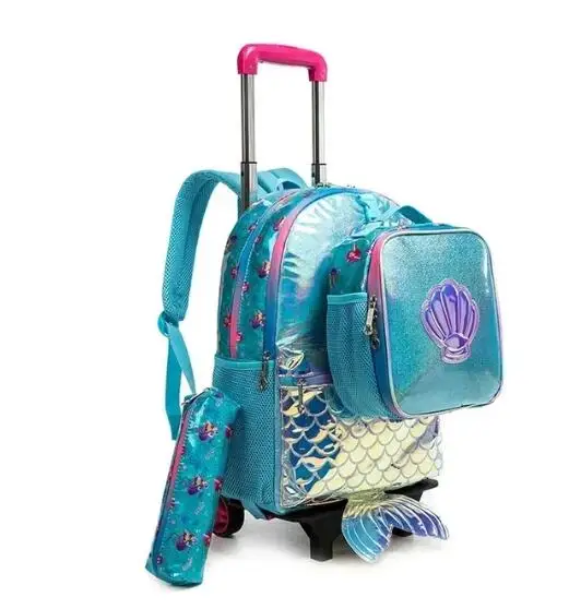 School Trolley Backpack Bag Sets Elementary School Students Rolling Backpack for Girls School Wheeled Backpack Sets with Wheels