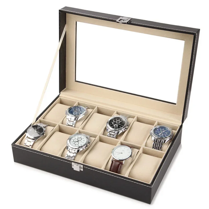 Watch Organizer  Storage Boxes for Travel Watches Pu Leather Glass Case Display Multi-Purpose Storage Box for Watch and Jewelry image 3