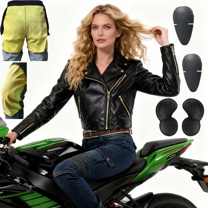 

Kevlar Motorcycle Jeans for Women Aramid Riding Pants Safety Protection Motocross Trousers Gear