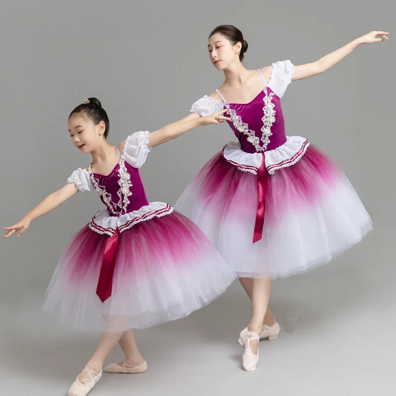 

Children's Or Adult Gradient Rose Pink Giselle Ballet Dresses For Performance Ballerina Stage Show Drop Ship