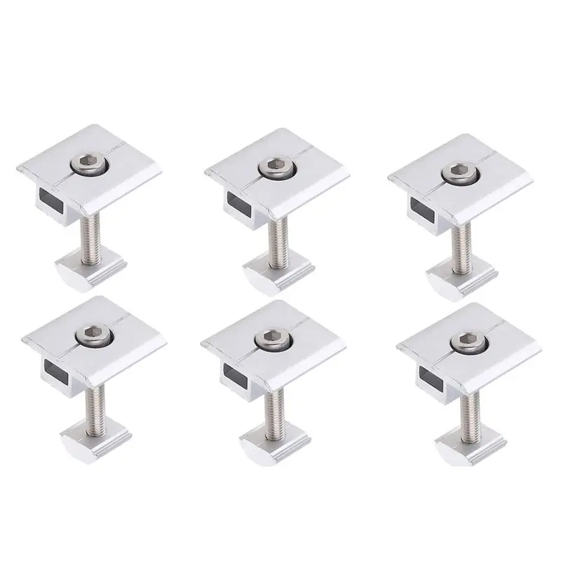 ABKS-6 Pieces Solar Mounting Clips T-Shaped Centre Clamp Aluminium Alloy Photovoltaic Solar Panel Centre Clamps 35Mm