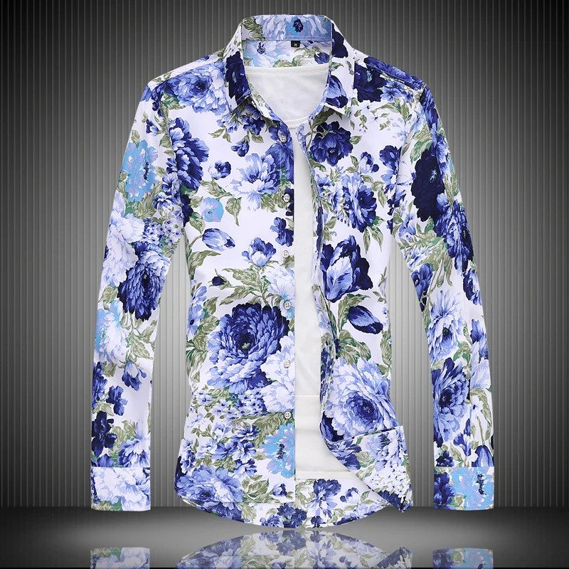 

Men Flower Shirt, Short Sleeve Large Size Summer Shirts, Men Fashion Casual Mens Shirts Blue White Green Man Top 2020
