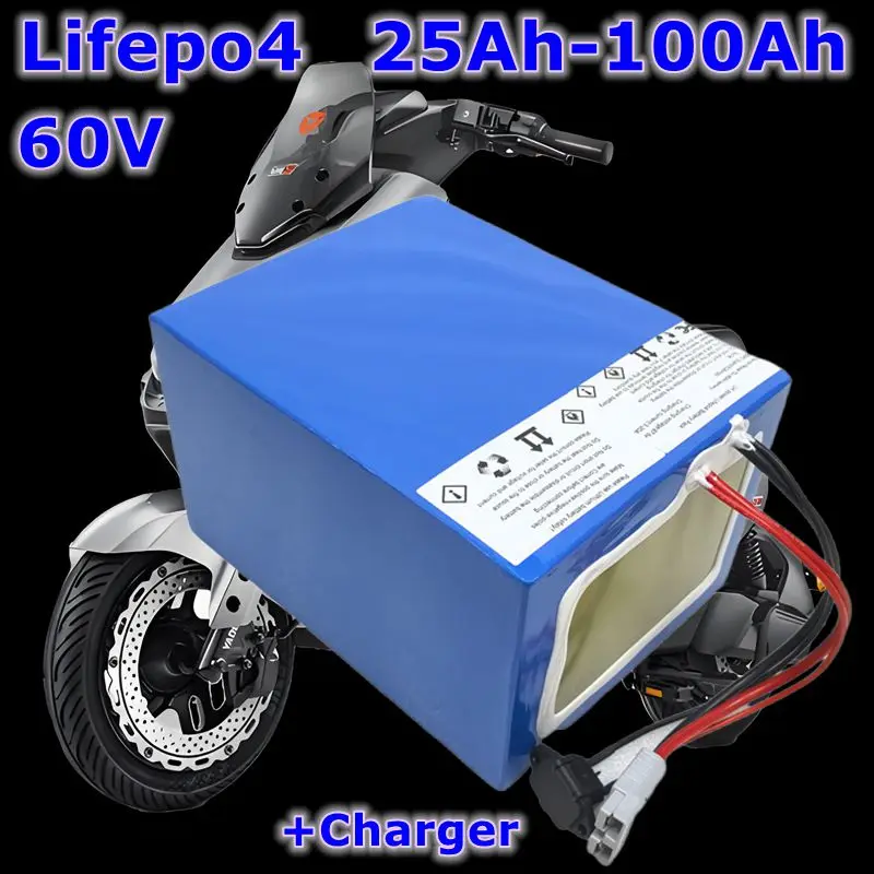 100Ah 60V 60Ah 80Ah 30Ah 60V 40Ah 150Ah 120Ah lifepo4 batería de litio con  BMS para Scooter barco + cargador