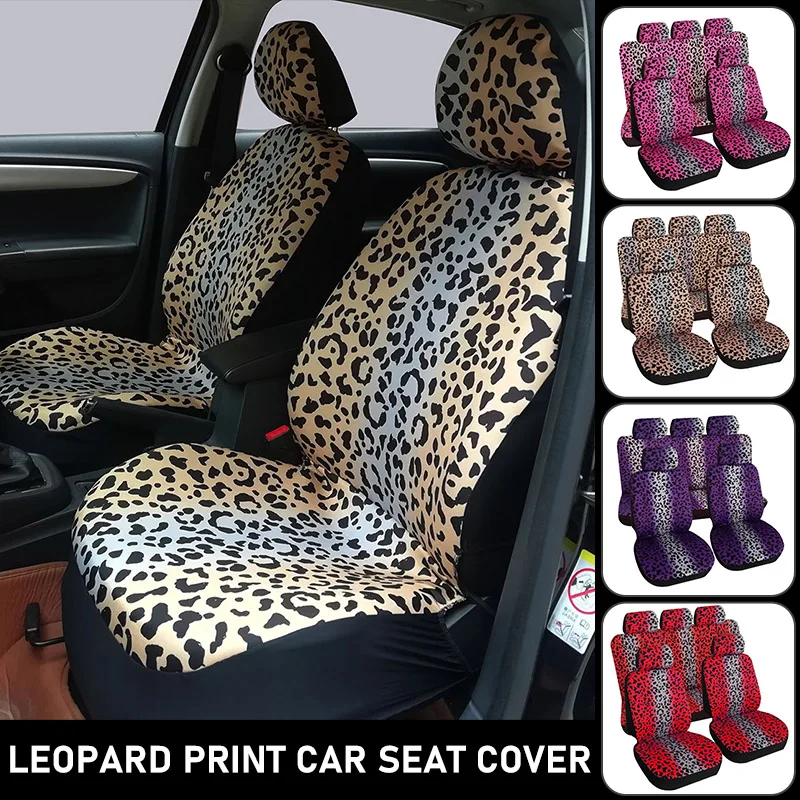 Fashion Leopard Print Car Seat Cover Full Surrounding  Four Seasons Universal Breathable Non-slip Cushion Cover Car Interior