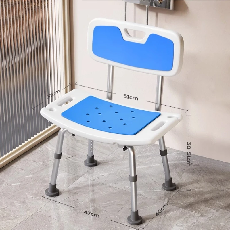 ‌Adjustable Anti-Slip Shower Stool‌ Ergonomic Aluminum Handrail Non-Tip Seat for Elderly/Pregnant Bath Safety Beautiful