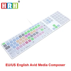 HRH Avid Media Composer Hotkey Tastatur Abdeckung Haut Für Apple Tastatur mit Numerische Tastatur Wired USB für iMac G6 Desktop PC Wired