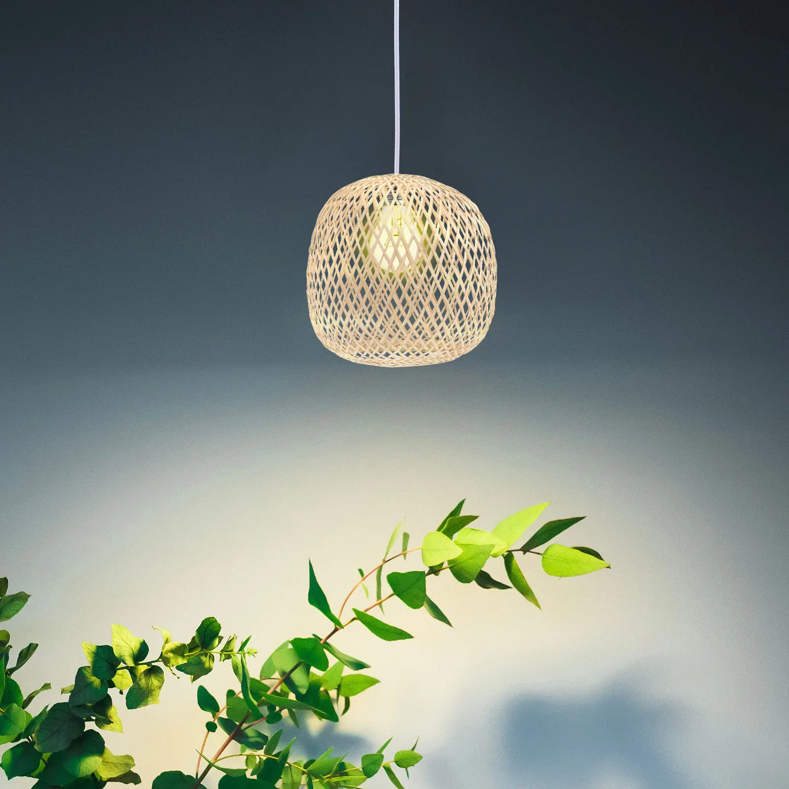 

Rustic Bamboo Woven Lampshade Replacement for Chandeliers Ceiling Lights Pendant Fixtures Home Hotel Ambient Lighting