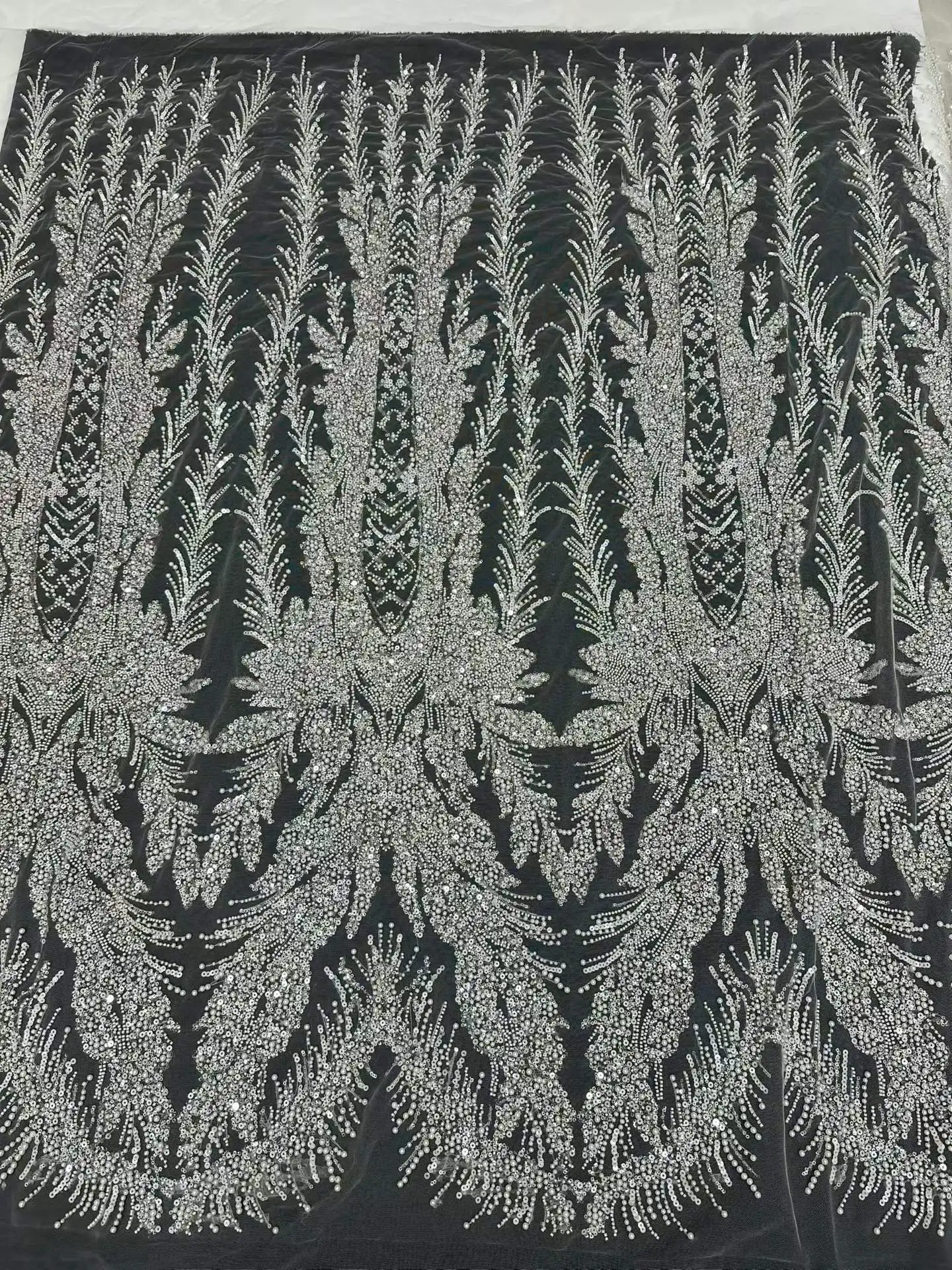 

High quality，Pearls Beads French Tulle ,Elegant Sequin Embroidered Fabric Perfect for Wedding, Evening Party & Social Dresses