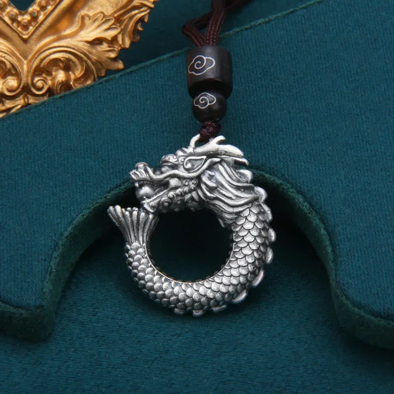 DF New Heavy Industry Solid Frosted Dragon Pendant for Men Women Fashion China-Chic Chinese Zodiac Necklace Jewelry