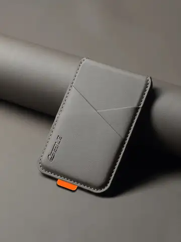 Premium PU Leather Magnetic Phone Card Holder, RFID Anti-Skimming Wallet Compatible with Magnetic Wireless Charging Smartphones,