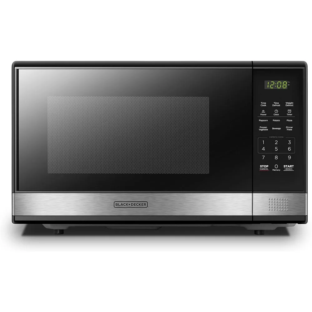 

Digital Microwave Oven with Turntable Push-Button Door, Child Safety Lock, 1000W, 1.1cu.ft, Black & Stainless Steel, 1.1 Cu.ft