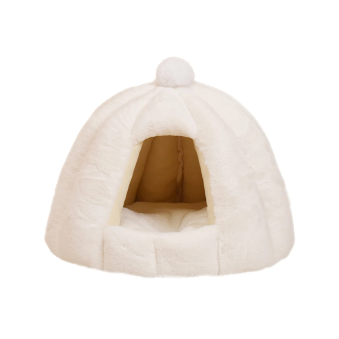 

Cat Bed House Dog Kennel Cute Cap Warm Plush Kitten Cushion Basket Tent Puppy Cave Nest Mat Bag Indoor Pet Supplies Cama Gato