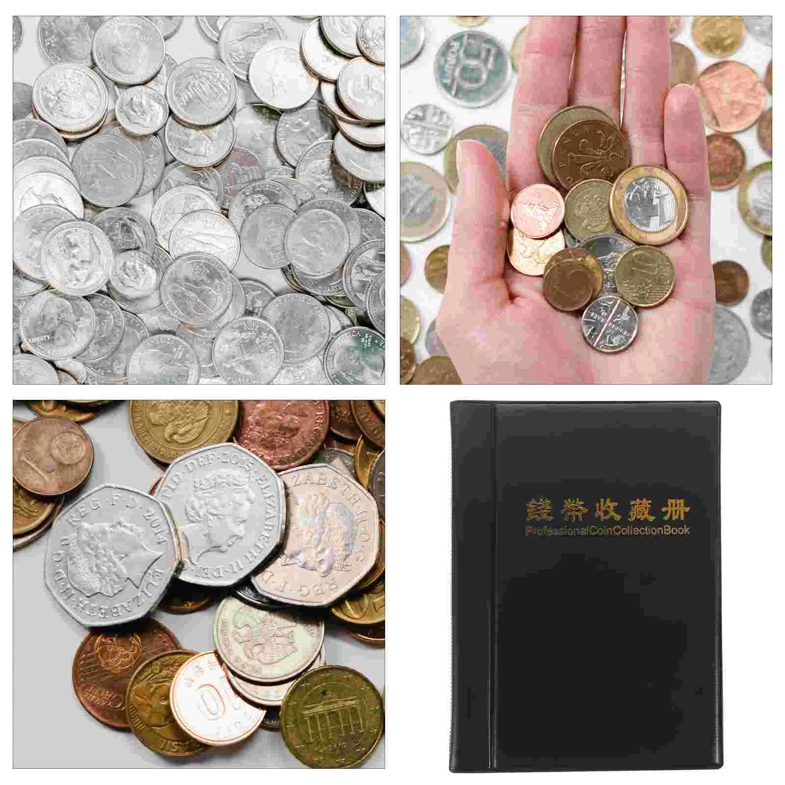 Coin Collection Book Commemorative Rose Black Practical Decorative Decorate Storage Album Pu Protection Albums for Collectors