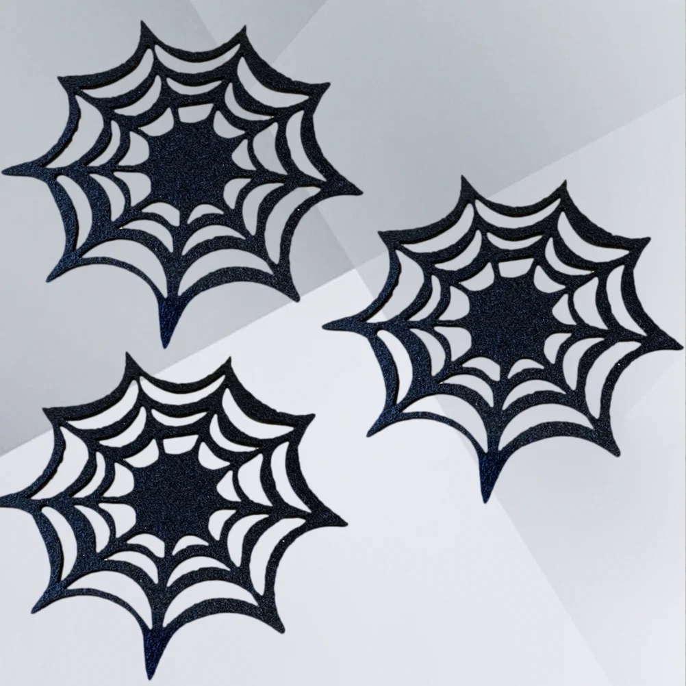 

8Pcs Halloween Spider Web Coasters Placemat High Temperature Resistant Non Woven Table Decor Party Supplies Halloween Coasters