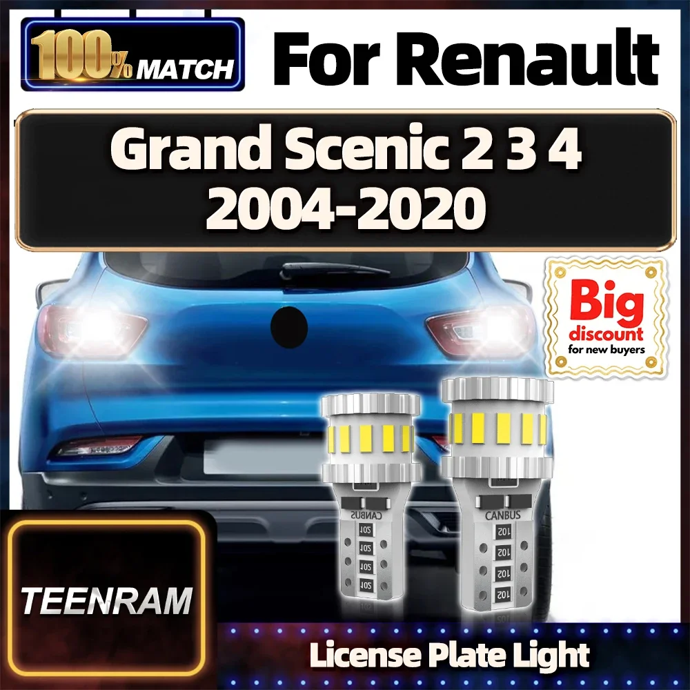 

Roadsun For Renault Grand Scenic 2 3 4 2004-2020 2PCS Car LED License Plate Light Bulbs Super Bright License Plate Lamp Ampoules