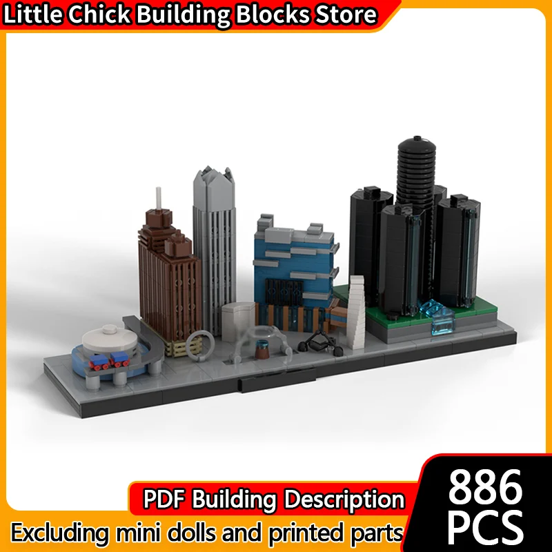 

Модель City Street View MOC, строительные кирпичи, Детройт Скайлайн, модульная технология, детские праздничные подарки, сборные игрушки, костюм