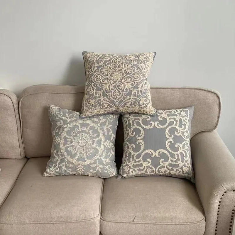 

40x40 Elegant Embroidered Cushion Cover Damask No Printing Pillow Case for Sofa Couch Living Room Luxury Home Decor Pillowcase
