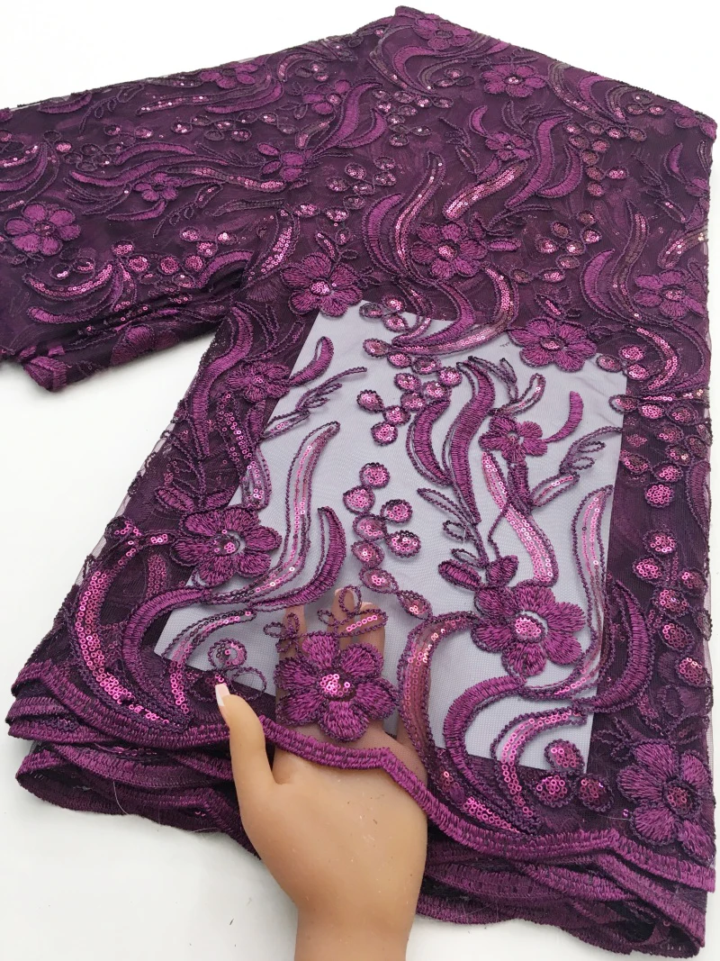 High Quality Embroidery Mesh Tulle Lace With Sequins African French Lace Fabric Fashion Nigerian for Wedding Dress 5 YardsTY4685