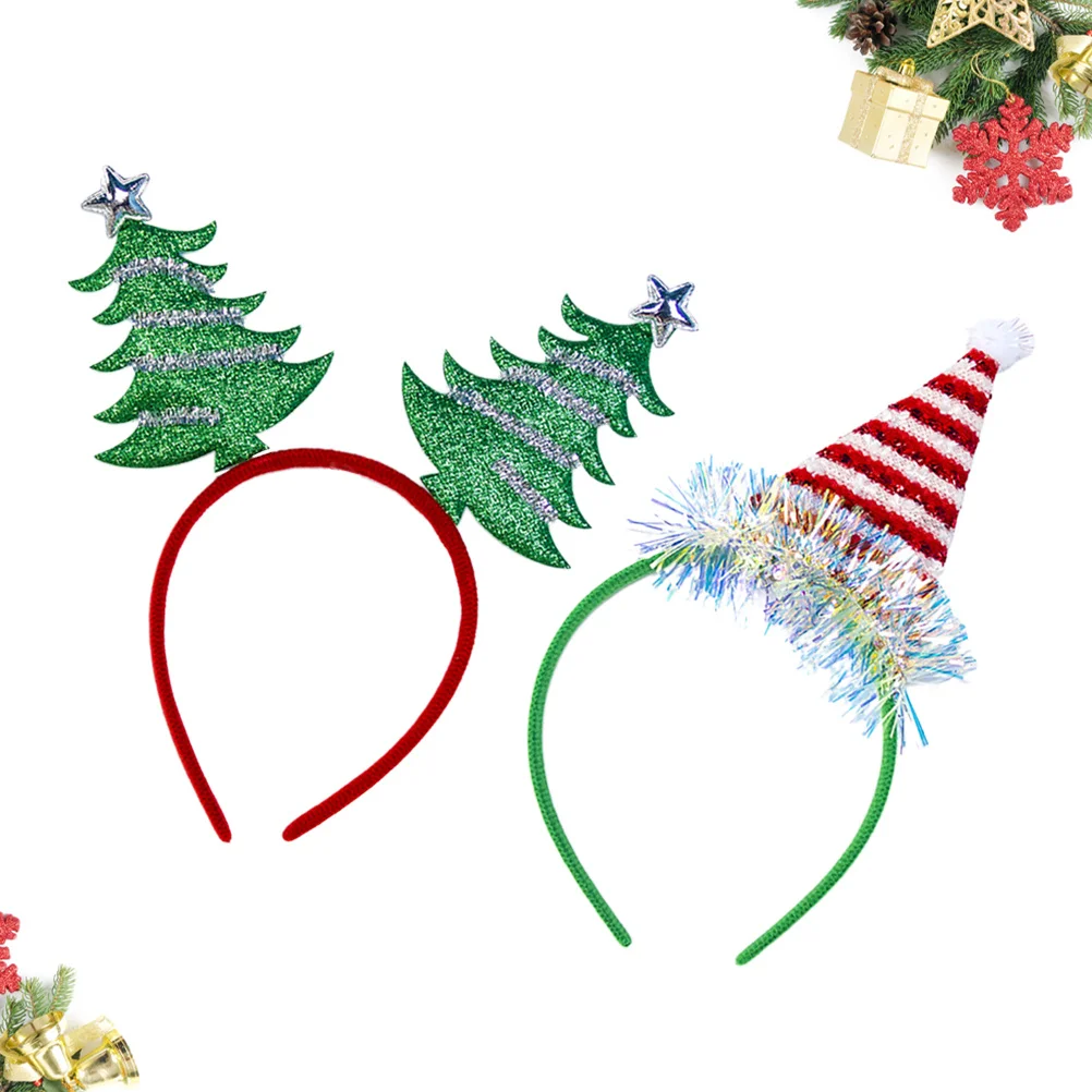 

FRCOLOR 2pcs Hair Holiday Headband Christmas Santa Tree Costume Party Giveaway Antlers Decor