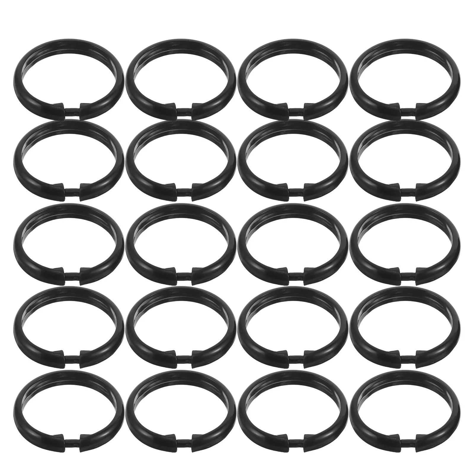 24Pcs Black Shower Curtain Hooks Plastic Locking Rings Large Circle Smooth Glide Bathroom Shower Rod Hooks Rust Resistant view 3