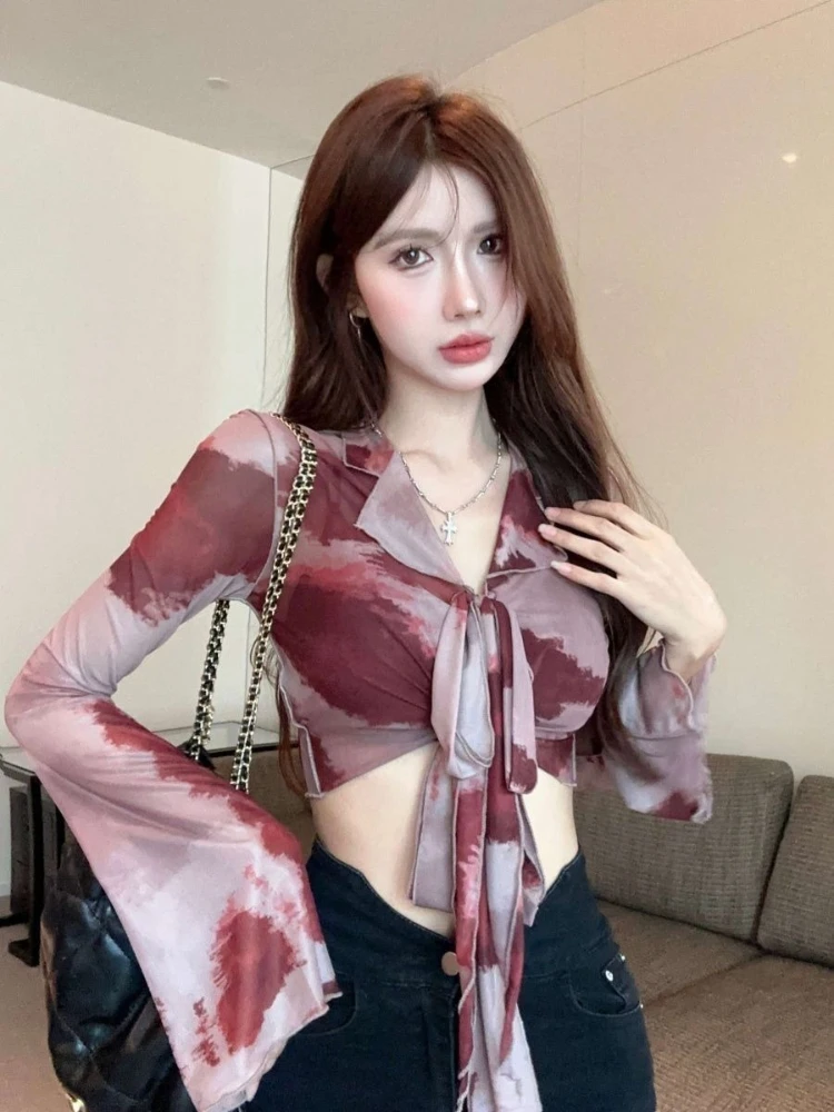 

Shirts & Blouses For Women Sexy Full Long Sleeve New 2025 High Quality Cool Elegant Chic Youthful Vintage Woman Top With Print