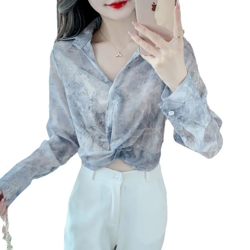 

New Thin Chiffon Shirt Fashionable Short Top