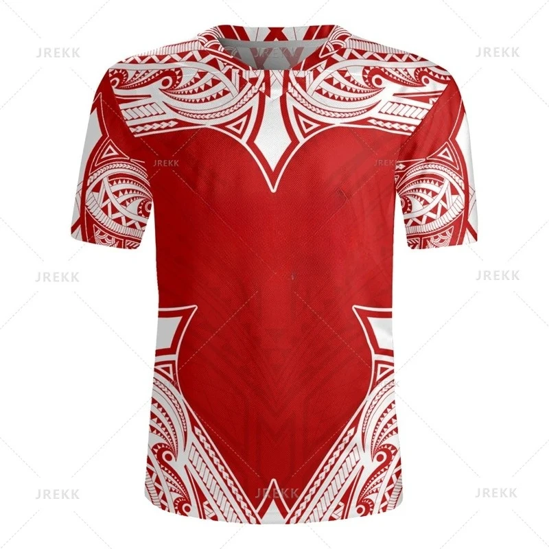 Camiseta Harajuku 3D Tonga Rugby-Jersey con estampado de cuello en V, camisetas con gráfico del emblema del Reino de Tonga, ropa para hombre