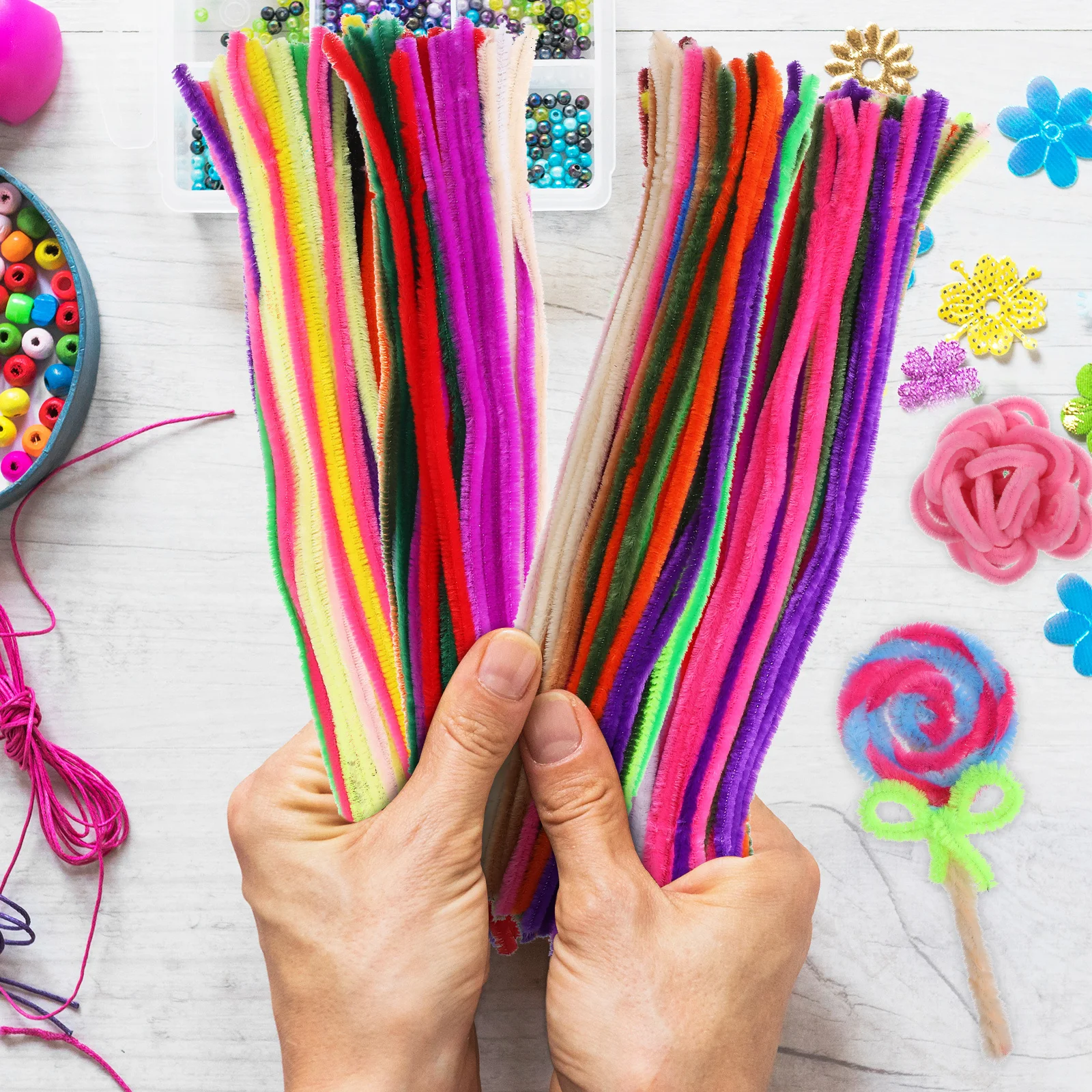 400 قطعة منظفات الأنابيب الحرفية عدة الشنيل ينبع 20 ألوان لينة انحناء لتقوم بها بنفسك لوازم للمشروعات الفنية الزينة مرنة #4