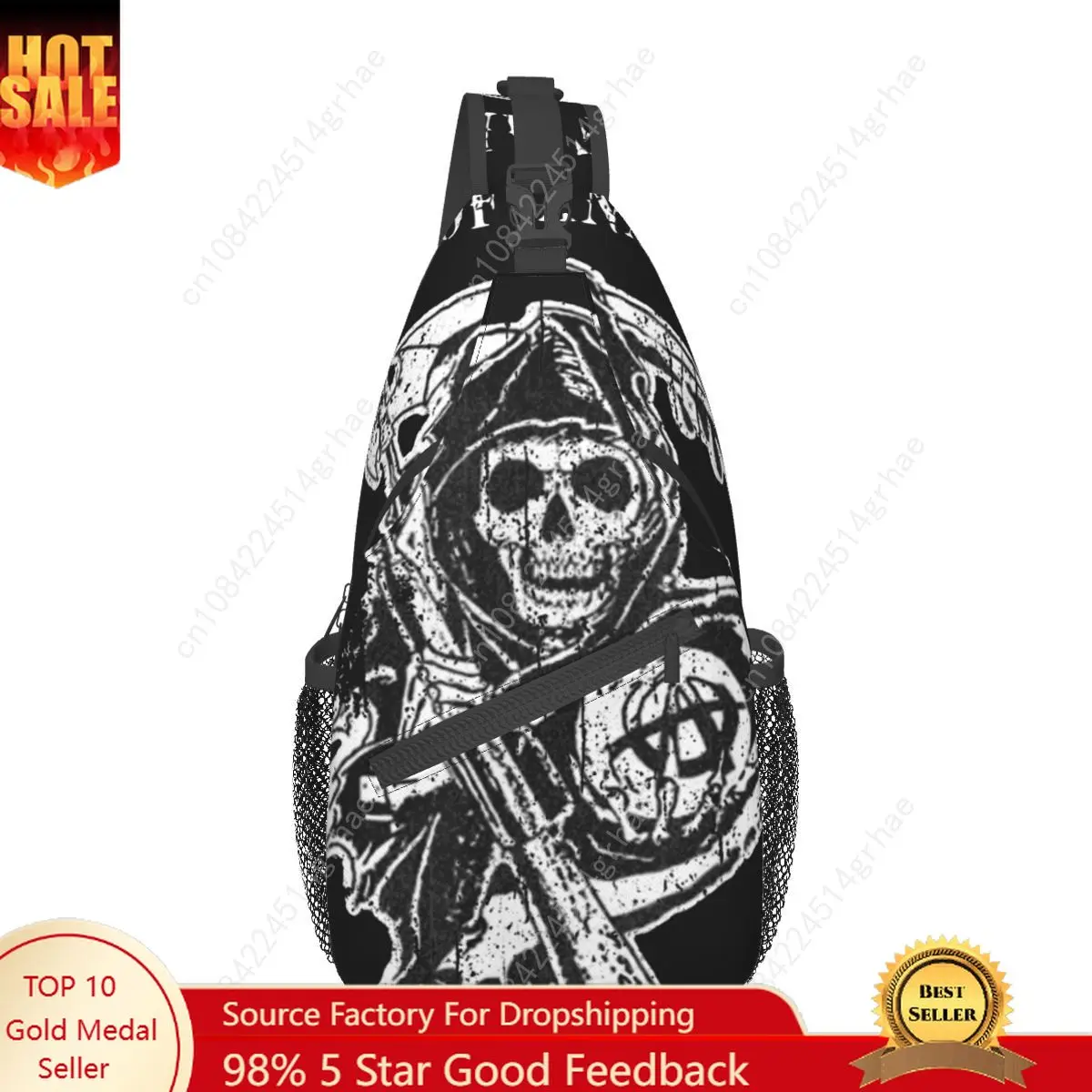 Sons Of Anarchy Crossbody Sling Bag Men Women Chest Bag The TV Series Shoulder Backpack Daypack for Travel Hiking Travel Bookbag
