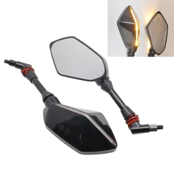 Universal Motorcycle Rear Side Rearview Mirrors with LED Light For Honda Suzuki Kawasaki Ducati Yamaha