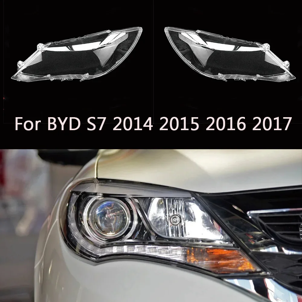 

HTTCY For BYD S7 2014 2015 2016 2017 front Car Headlight Cover Lens Shell Lampcover Lampshade Headlamp housing