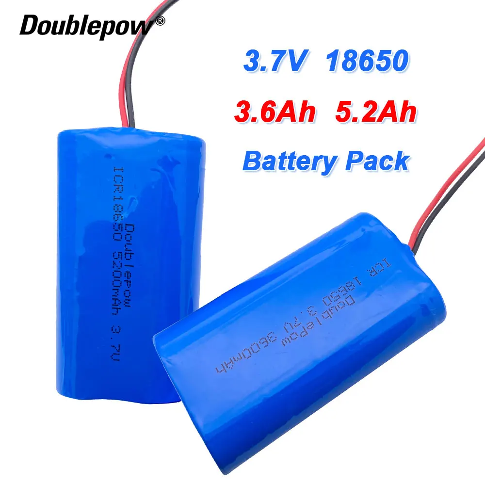 Batterie au lithium Rechargeable 3.7V 18650, 3600mAh/5200mAh, 18650, carte de protection des haut-parleurs mégaphone + prise XH-2P