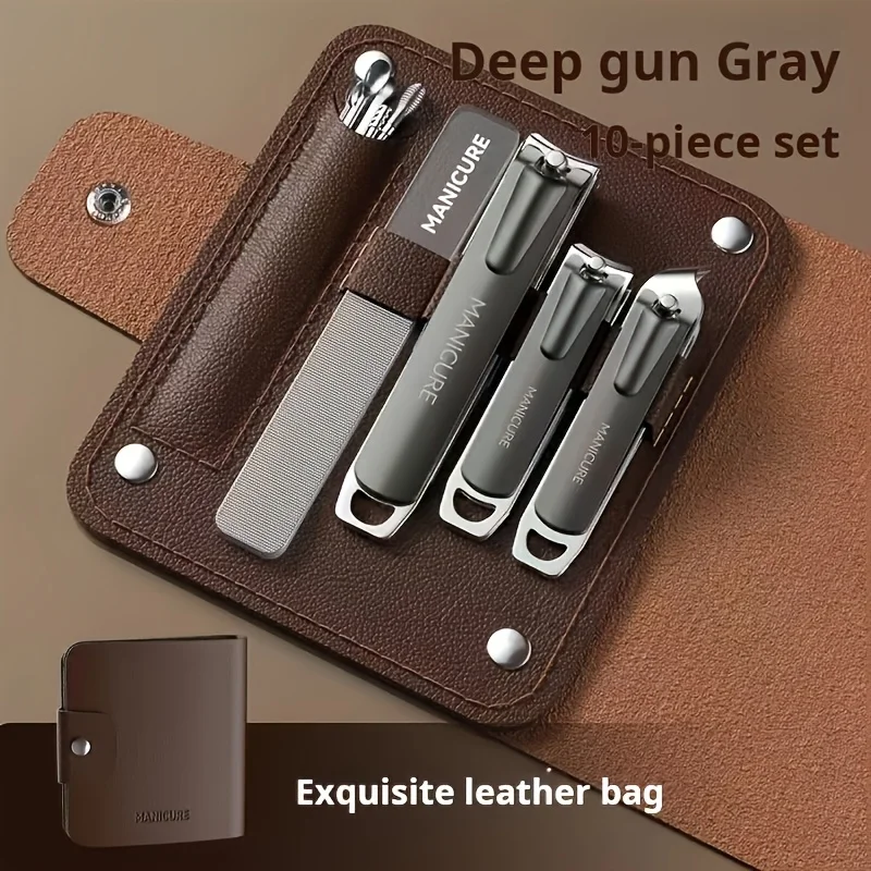 Conjunto de cortador de unhas de aço inoxidável com estojo de armazenamento design moderno lâmina côncava abertura de mandíbula ferramentas de cuidados com as unhas presente de natal