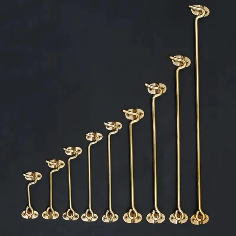 

Классический ретро 8 шт. твердый латунный крючок для кабины и защелка для глаз, замок для окна, сарая, дверной фиксатор, ветрозащитные крючки + винты