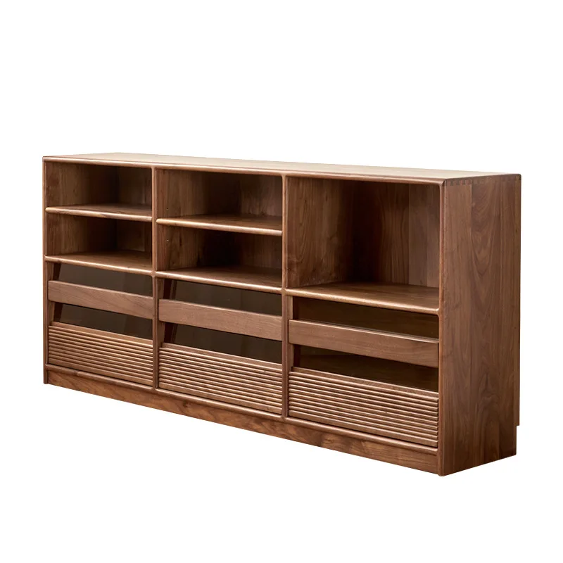 

North American black, walnut all solid wood, low bookcase, cherry