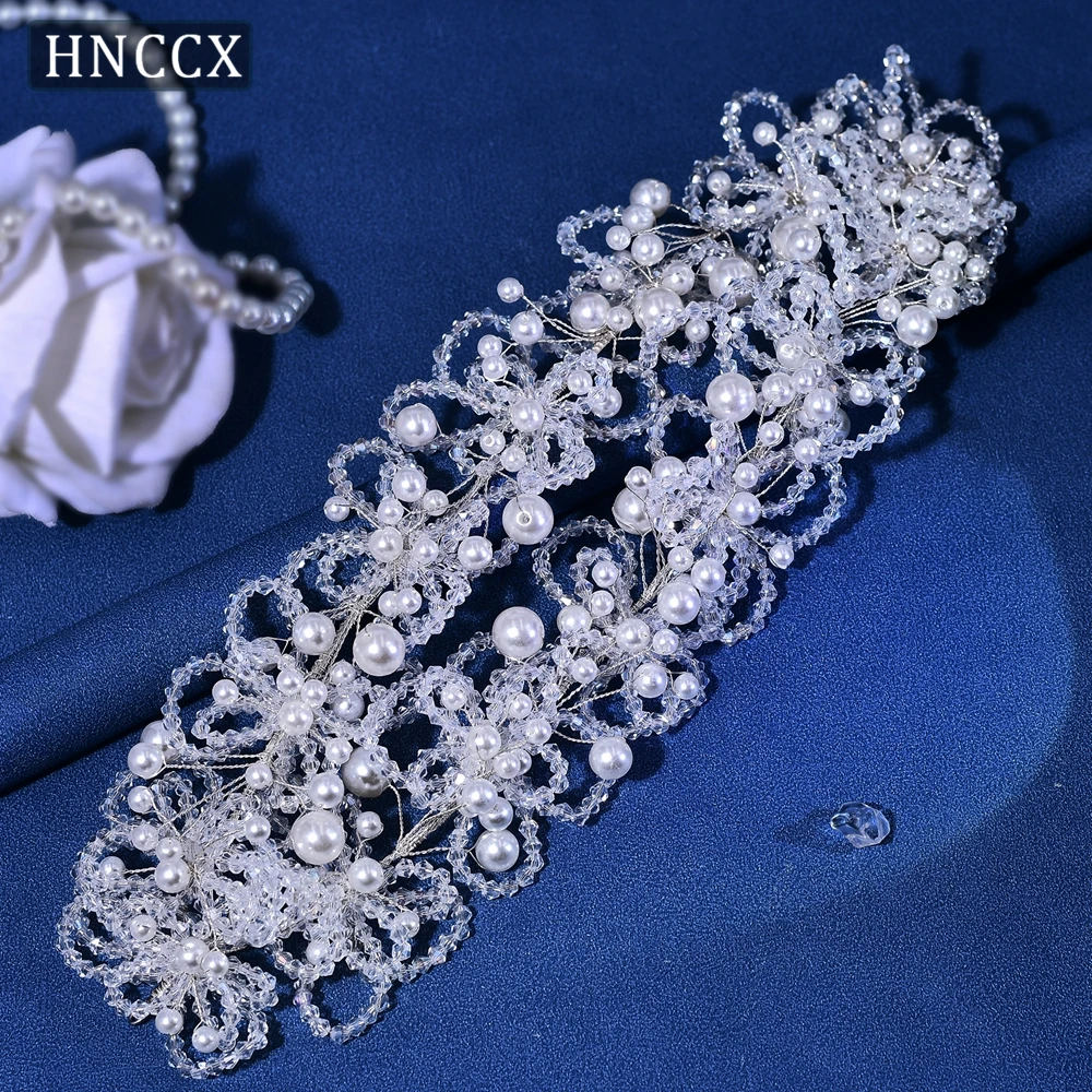 

HNCCX Elegant Girls Bridal Headband Pageant Princess Tiara And Headdress Shiny Crystal Pearl Wedding Hair Accessories CP485